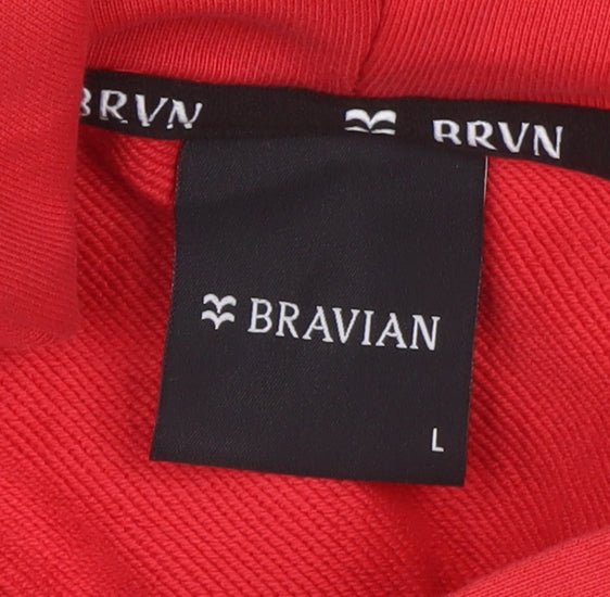 Bravian Men's Red Pullover Hoodie L