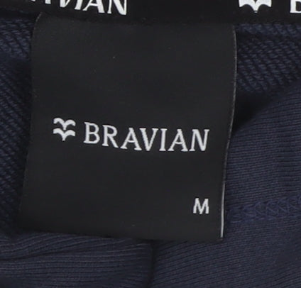 Bravian Men's Blue Hoodie, Medium, Logo Accent, Pullover