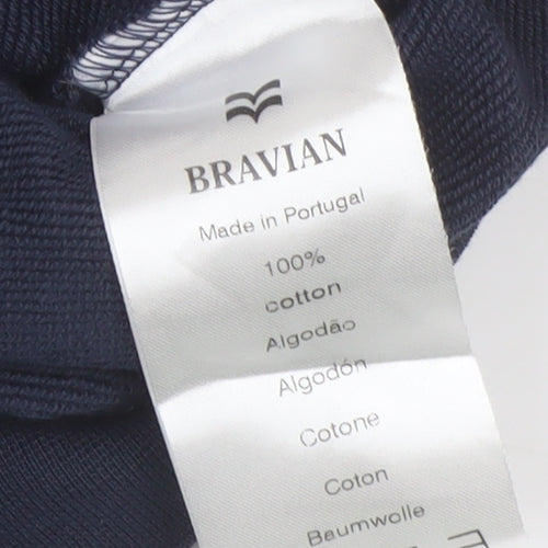 Bravian Men's Blue Hoodie, Medium, Logo Accent, Pullover