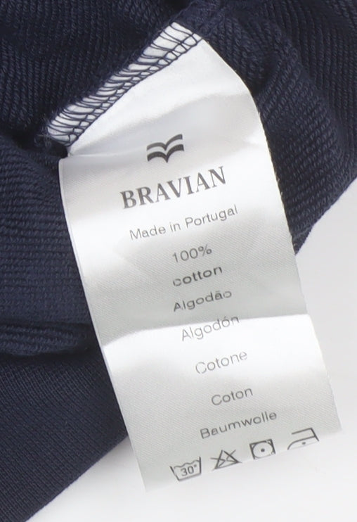 Bravian Men's Blue Hoodie, Medium, Logo Accent, Pullover