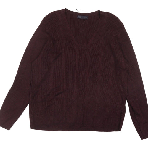 Marks and Spencer Women's Brown V-Neck Pullover