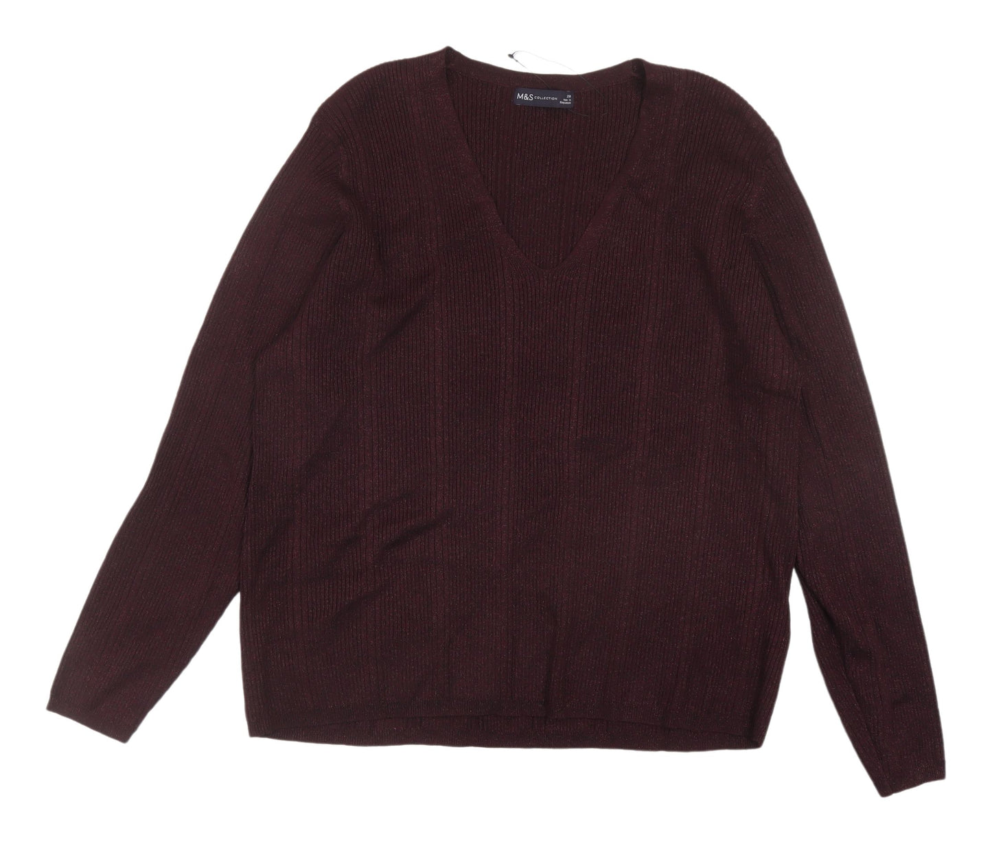 Marks and Spencer Women's Brown V-Neck Pullover