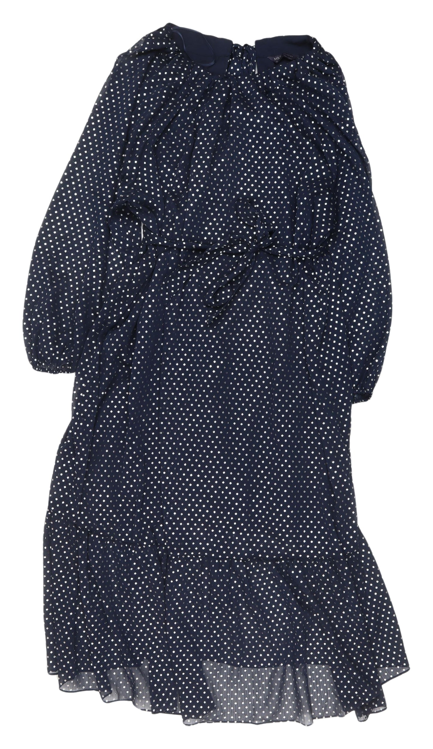 Marks and Spencer Women's Blue Polka Dot A-Line Dress