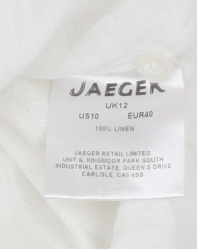 Jaeger Women's White Linen Blouse Size 12