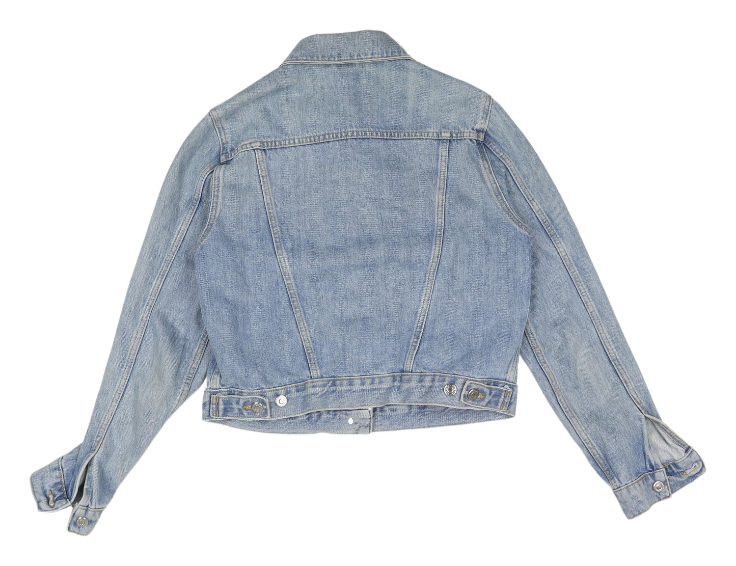 Topshop Women's Blue Denim Cropped Jacket Size 10