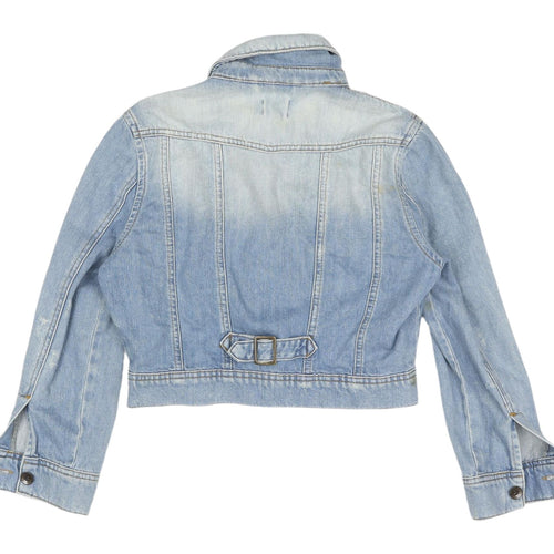 Asos Women's Blue Denim Cropped Jacket, Size 10, Casual