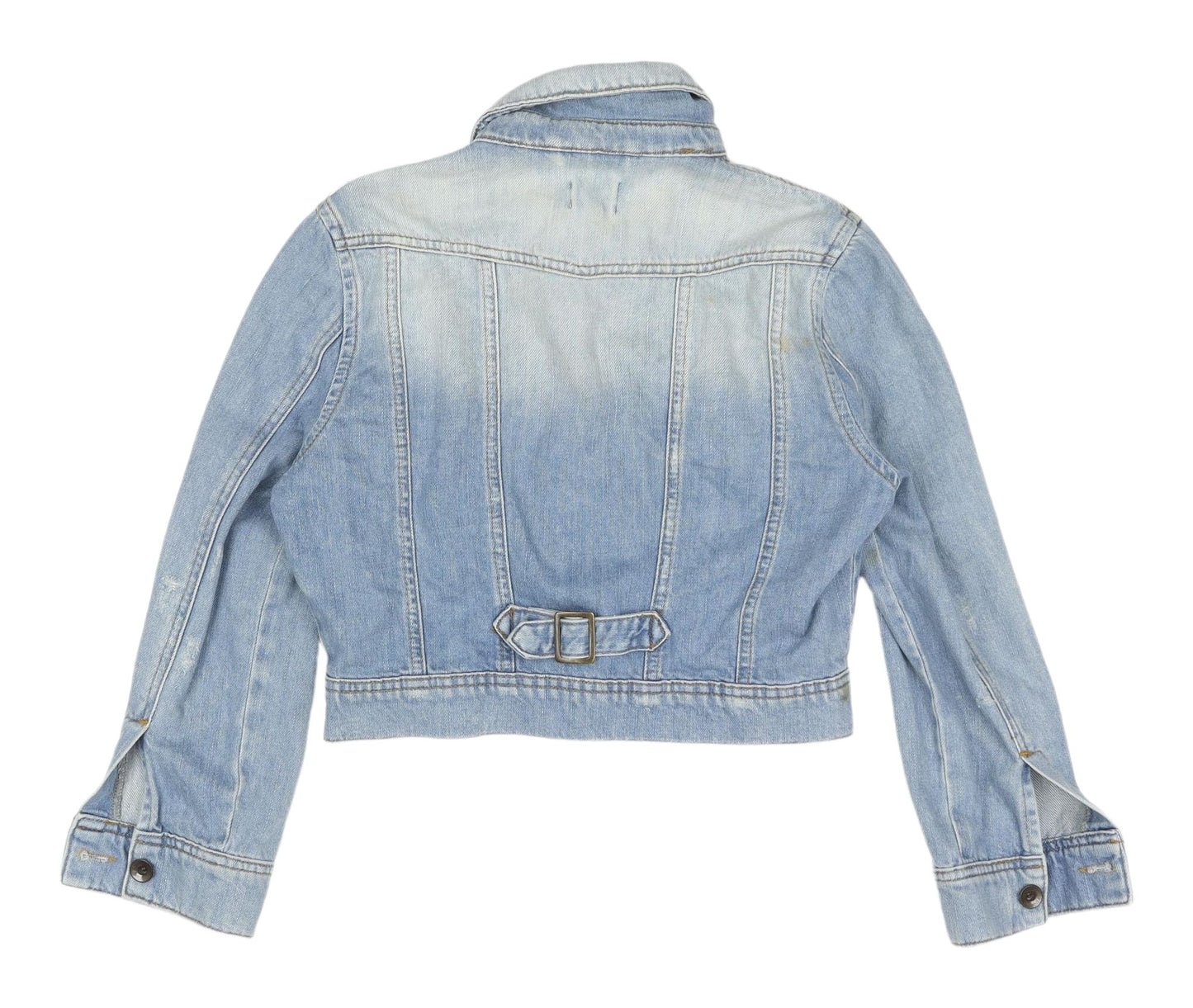 Asos Women's Blue Denim Cropped Jacket, Size 10, Casual