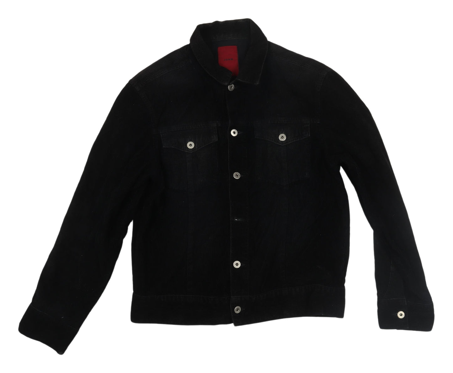 John Men's Black Cotton Corduroy Jacket M