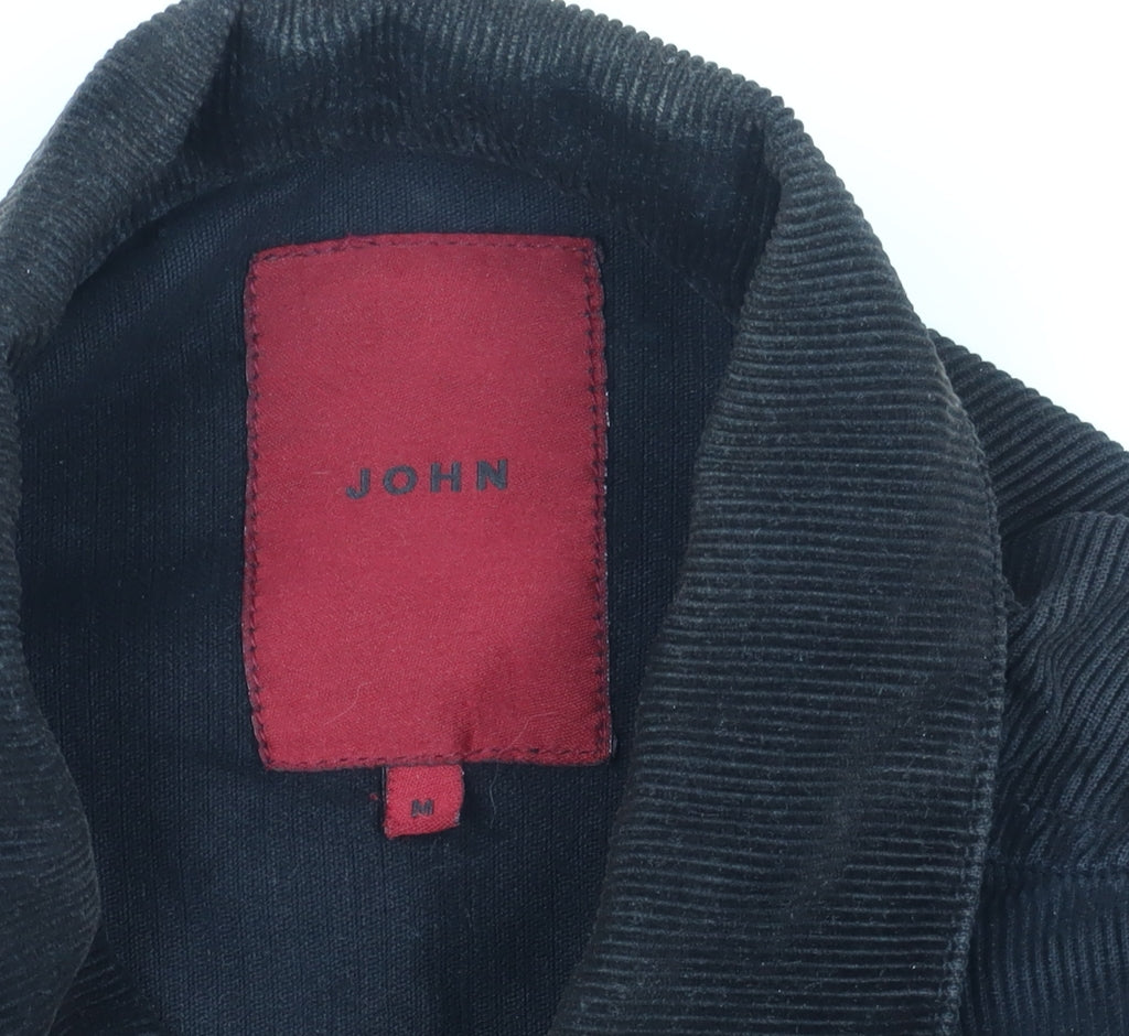 John Men's Black Cotton Corduroy Jacket M
