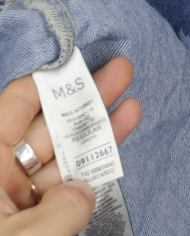 Marks and Spencer A-Line Blue Denim Dress, Size 14