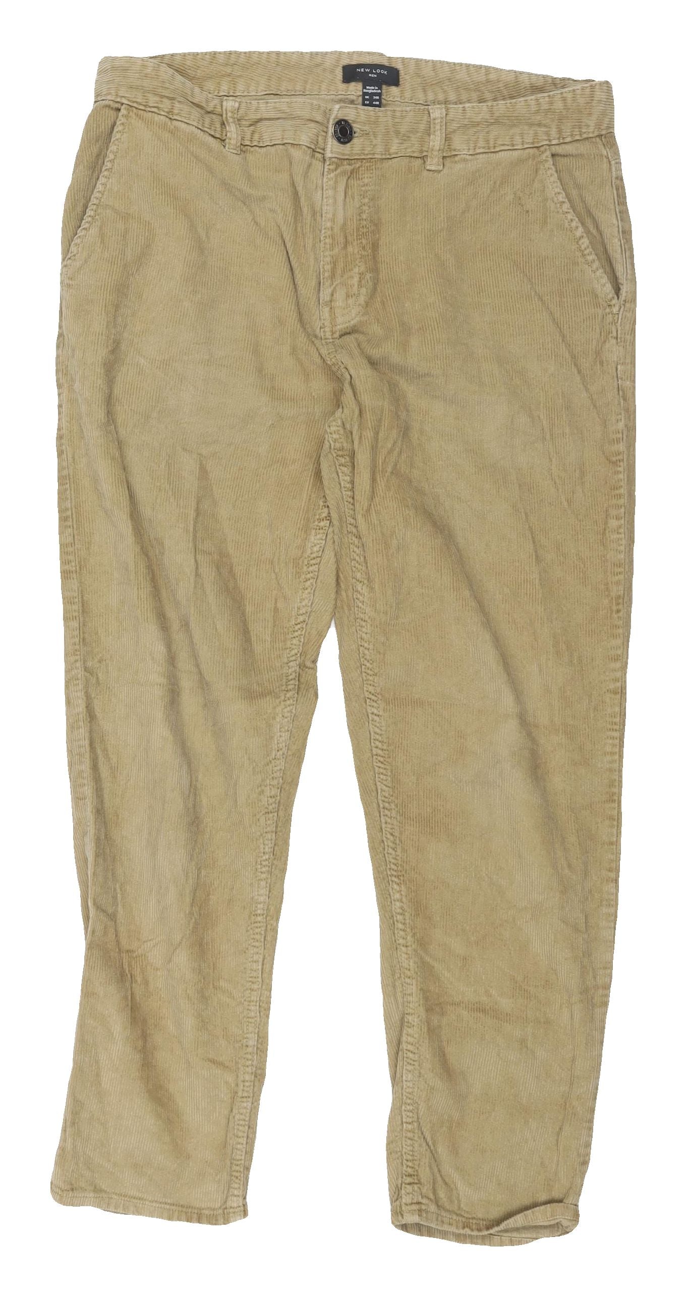 New Look Men's Beige Chino Trousers, Size 34, Corduroy