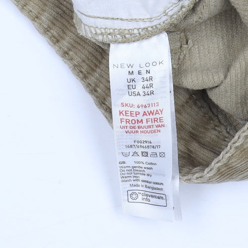 New Look Men's Beige Chino Trousers, Size 34, Corduroy