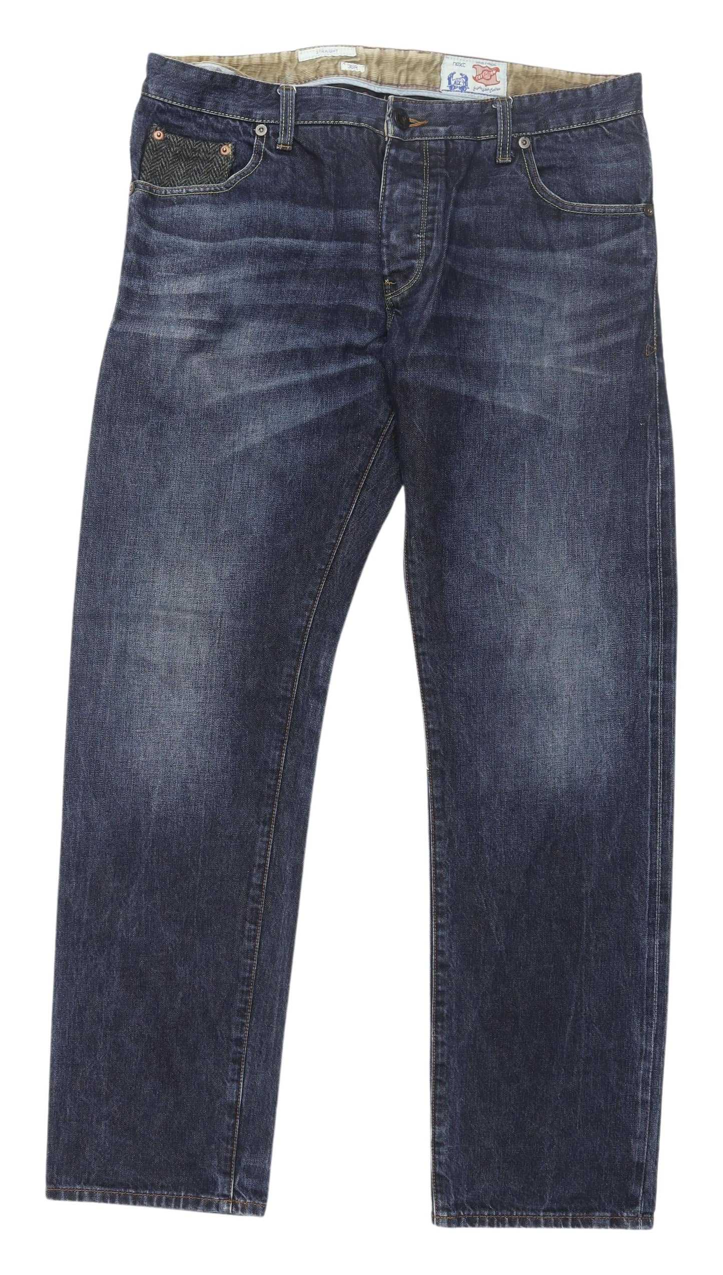 Next Men's Blue Straight Jeans 36 Regular Dark Wash
