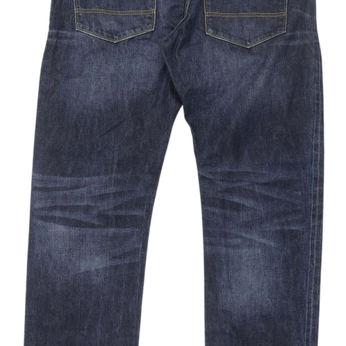 Next Men's Blue Straight Jeans 36 Regular Dark Wash