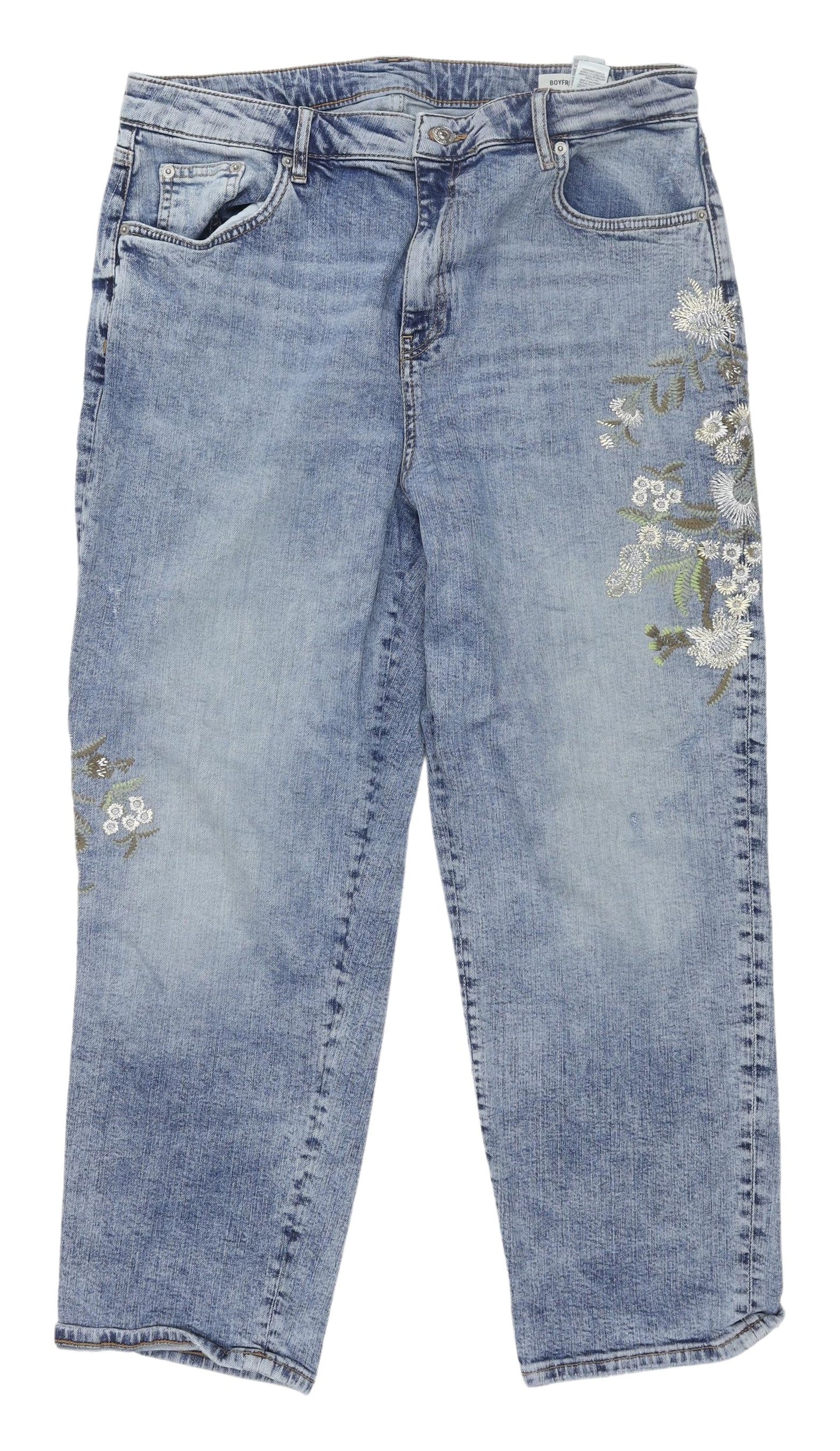 Marks and Spencer Women's Blue Boyfriend Jeans Size 16