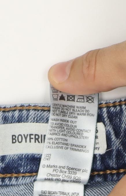 Marks and Spencer Women's Blue Boyfriend Jeans Size 16