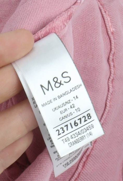 Marks and Spencer Women's Pink Denim Jacket Size 14