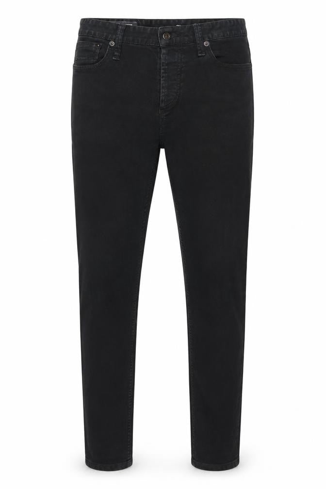 Front view of Denham Men's Black Slim Jeans, size 29, Stretch Denim