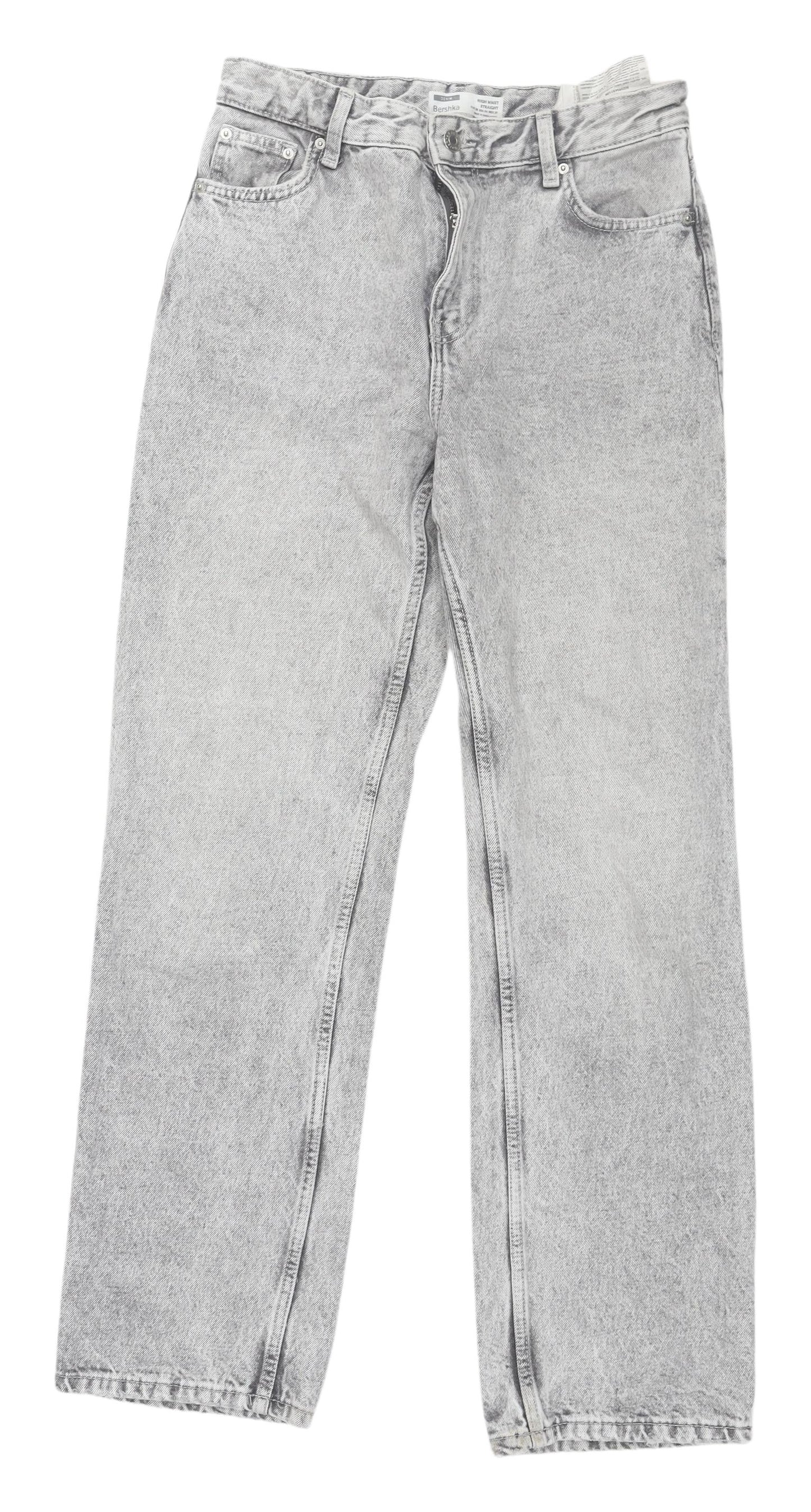 Bershka Women's Grey Straight Jeans Size 10