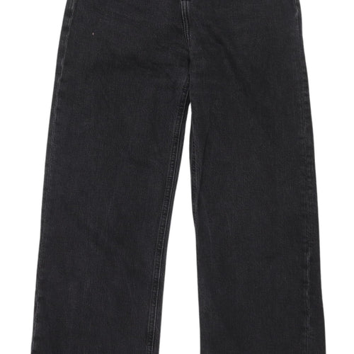 H&M Women's Black Wide-Leg Jeans, Size 10, Relaxed Fit