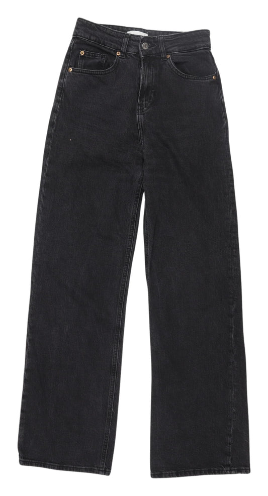 H&M Women's Black Wide-Leg Jeans, Size 10, Relaxed Fit