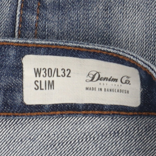 Denim Co. Men's Blue Slim Fit Straight Jeans