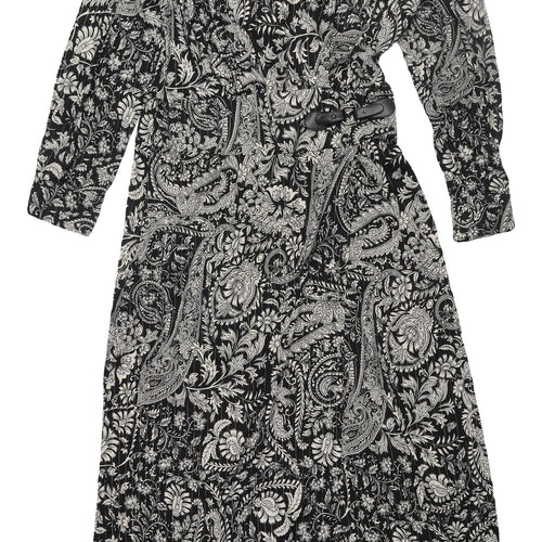 K Design Women's Black Paisley A-Line Midi Dress