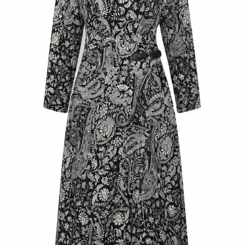 K Design Women's Black Paisley A-Line Midi Dress
