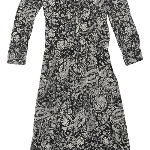 K Design Women's Black Paisley A-Line Midi Dress