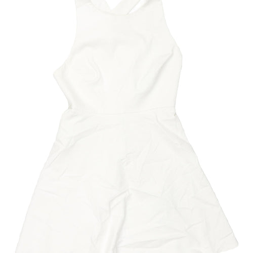 Zara Women’s White Fit & Flare Halter Dress Size 8