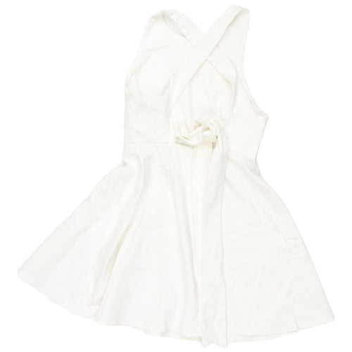 Zara Women’s White Fit & Flare Halter Dress Size 8