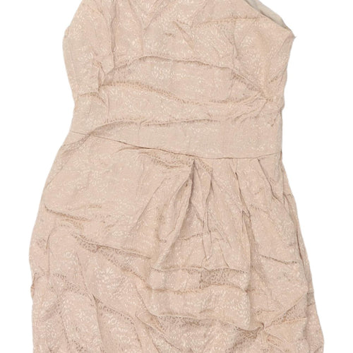 Oasis Beige One Shoulder Bodycon Dress Size 6