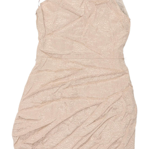 Oasis Beige One Shoulder Bodycon Dress Size 6