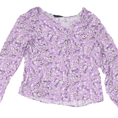 Marks and Spencer Women's Purple Floral Blouse Size 16