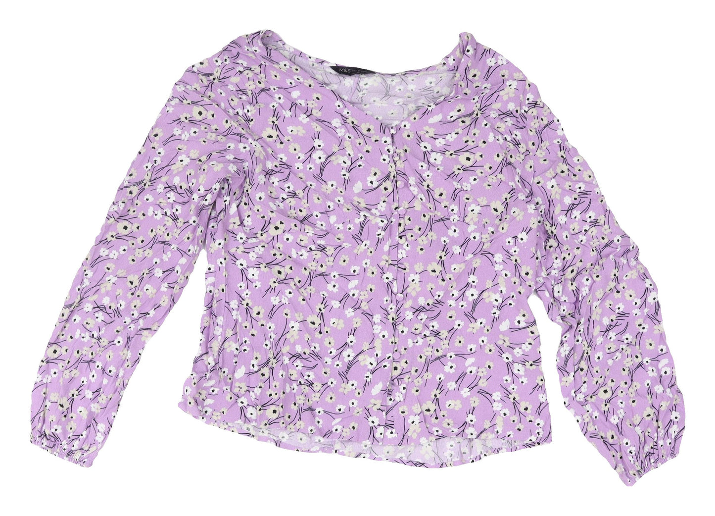 Marks and Spencer Women's Purple Floral Blouse Size 16