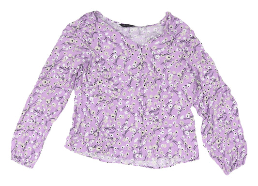 Marks and Spencer Women's Purple Floral Blouse Size 16