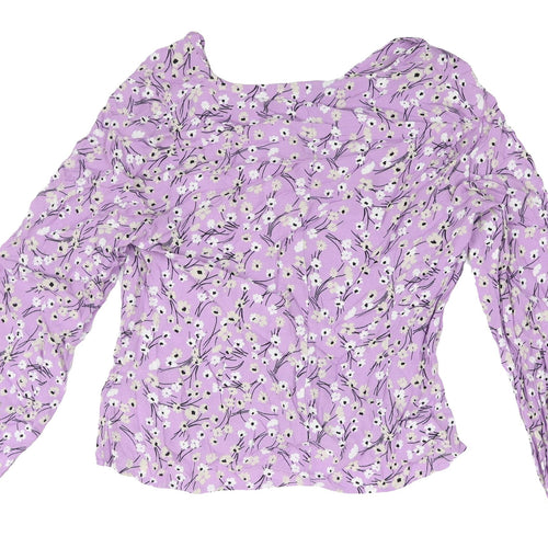 Marks and Spencer Women's Purple Floral Blouse Size 16