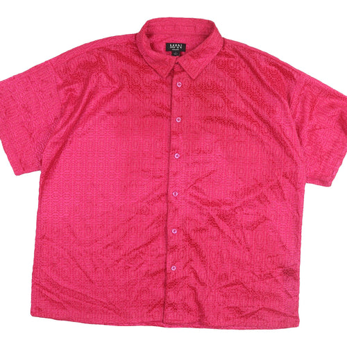 BoohooMAN Pink Short Sleeve Casual Shirt L