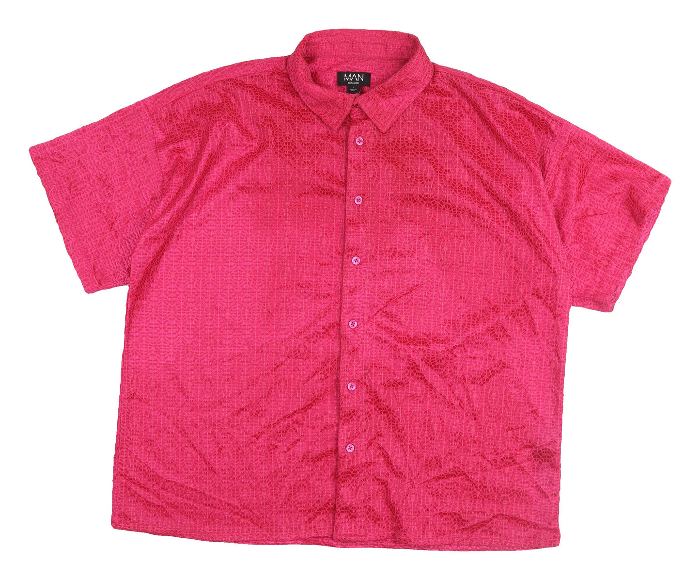 BoohooMAN Pink Short Sleeve Casual Shirt L
