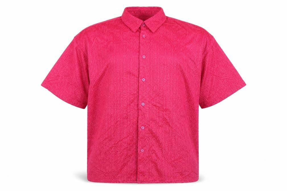 Front view of boohooMAN Pink Short Sleeve Casual Shirt L