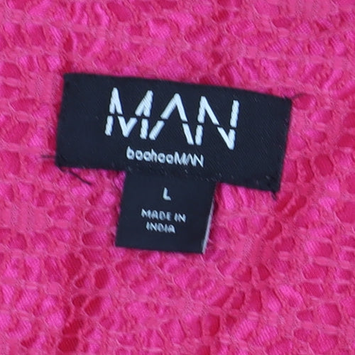 BoohooMAN Pink Short Sleeve Casual Shirt L