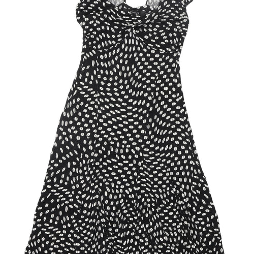 FEMME Women's Black Polka Dot Midi Dress Size 12