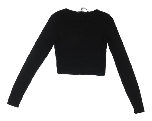 Zara Women's Black Cropped Long Sleeve T-Shirt