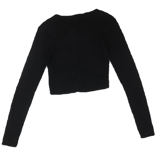 Zara Women's Black Cropped Long Sleeve T-Shirt