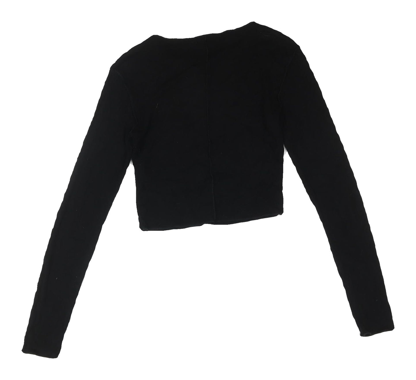 Zara Women's Black Cropped Long Sleeve T-Shirt