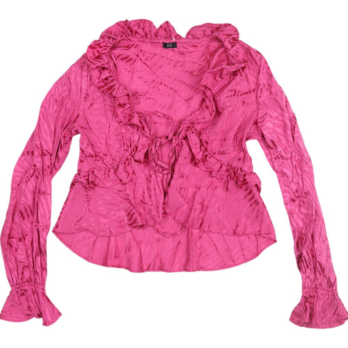 River Island Pink Animal Print Cropped Blouse - Size 10