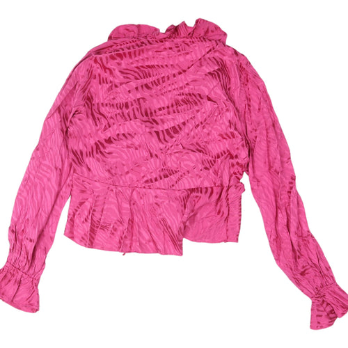 River Island Pink Animal Print Cropped Blouse - Size 10