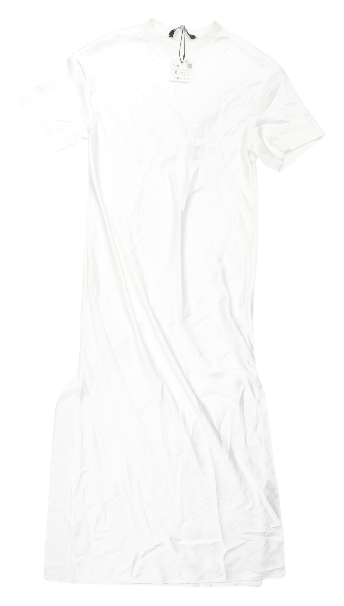 Zara Women's White Long T-Shirt Dress, Size S