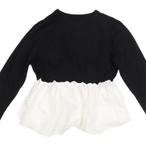 I Saw It First Women's Black White Ruffle Blouse M Casual