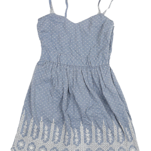Miss Selfridge Blue Embroidered Slip Dress UK 6